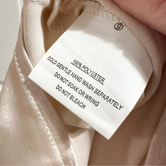 Hello Molly PROUD FRIEND DRESS Satin Cowl Neck tie neck Open Back Champagne sz M - Picture 10 of 11